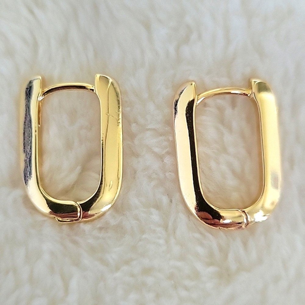 NEW! 18K Gold Plated Hypoallergenic Hoop Earrings - Hinged Closure